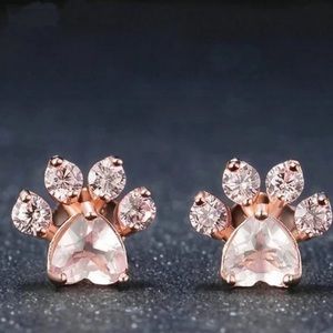 NEW 💎 Rose Gold Pink Paw Print stud Earrings